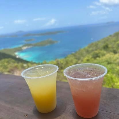 Drinks on the deck at the Windmill Bar overlooking the North Shore, St. John